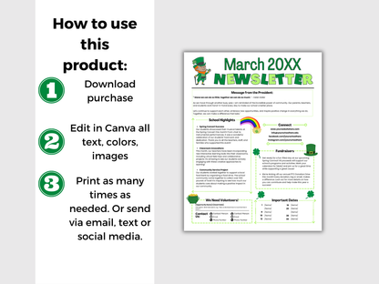 EDITABLE March PTO PTA Newsletter Template