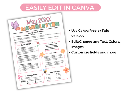 EDITABLE May PTO PTA Newsletter Template