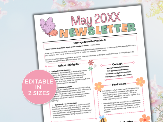 EDITABLE May PTO PTA Newsletter Template
