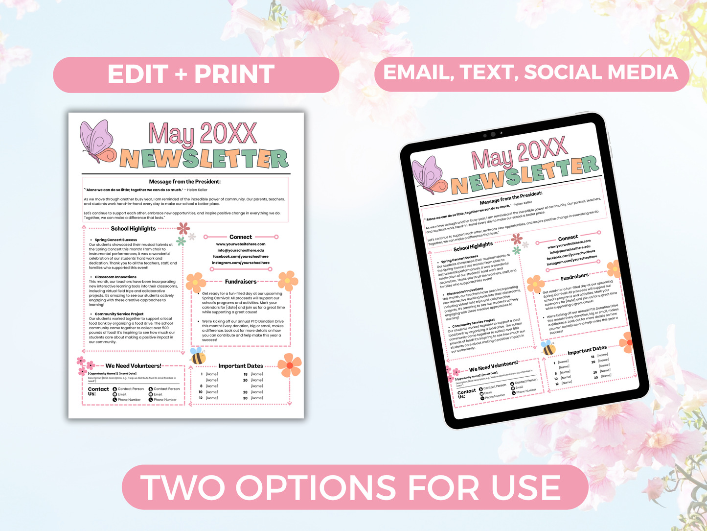 EDITABLE May PTO PTA Newsletter Template