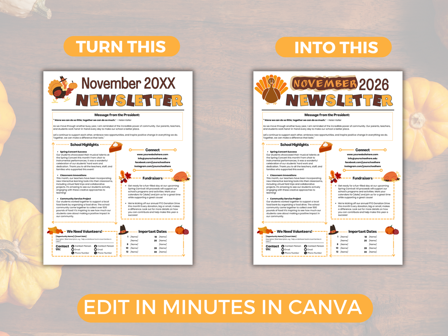 EDITABLE November PTO PTA Newsletter Template