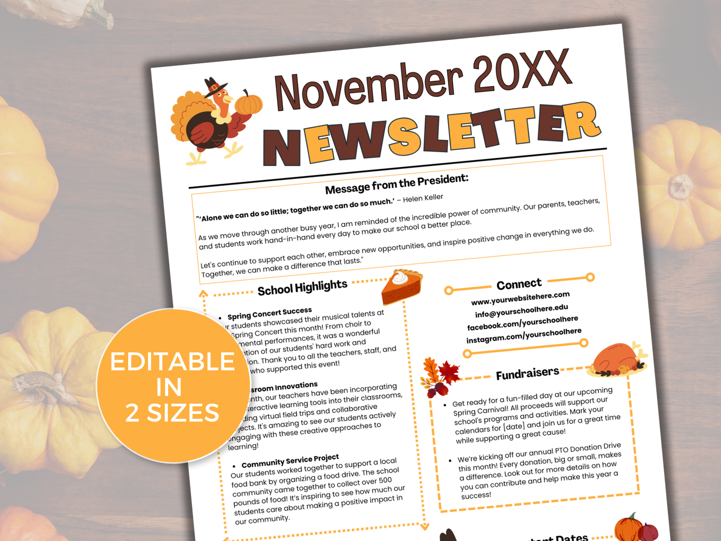 EDITABLE November PTO PTA Newsletter Template