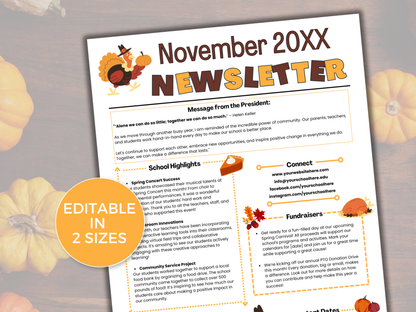 EDITABLE November PTO PTA Newsletter Template