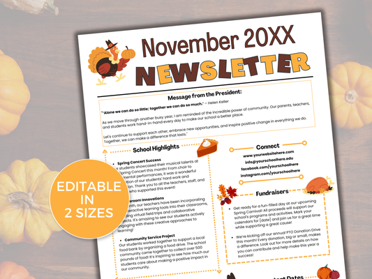 EDITABLE November PTO PTA Newsletter Template