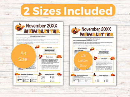 EDITABLE November PTO PTA Newsletter Template