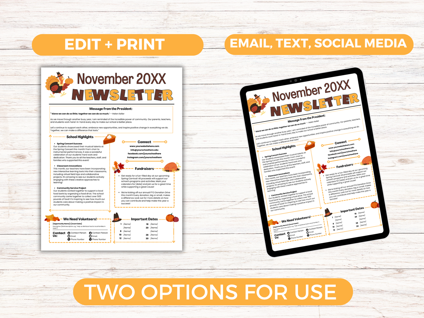 EDITABLE November PTO PTA Newsletter Template