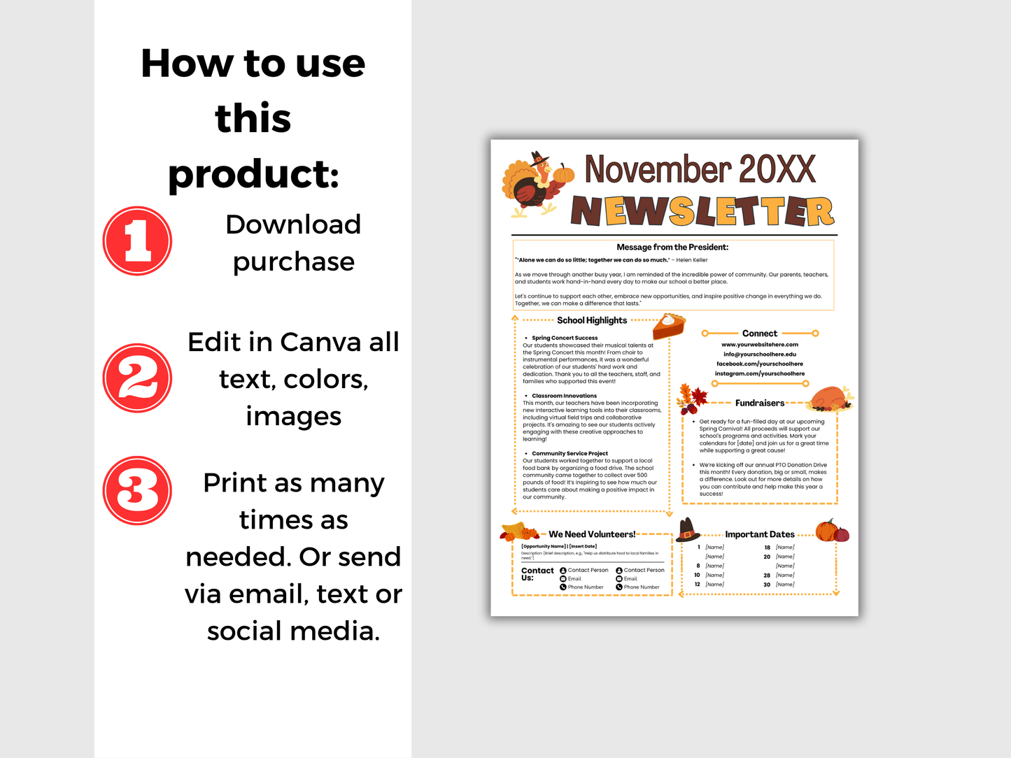 EDITABLE November PTO PTA Newsletter Template