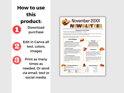 EDITABLE November PTO PTA Newsletter Template