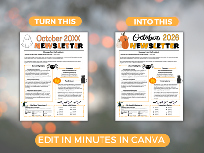 EDITABLE October PTO PTA Newsletter Template