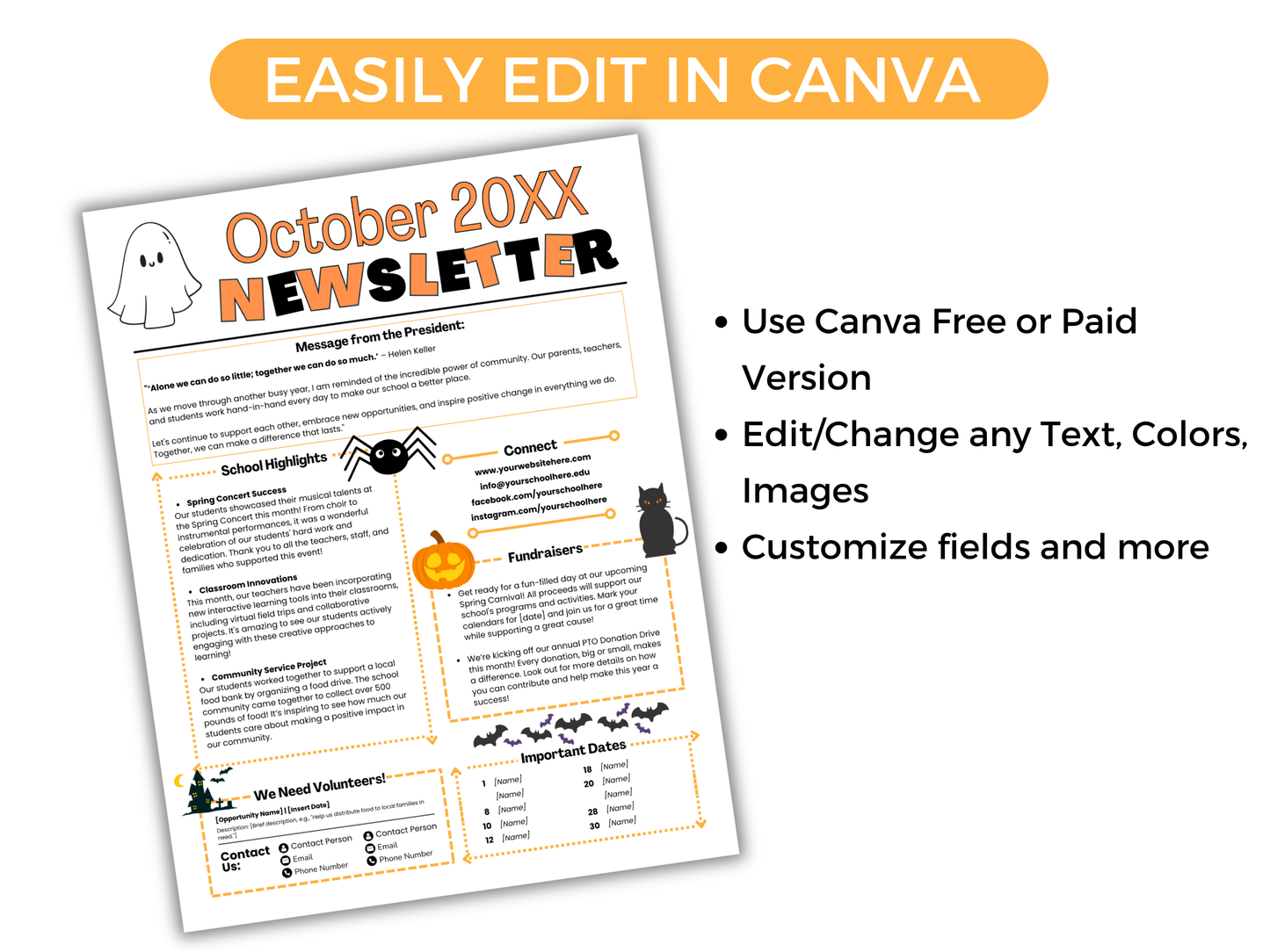 EDITABLE October PTO PTA Newsletter Template