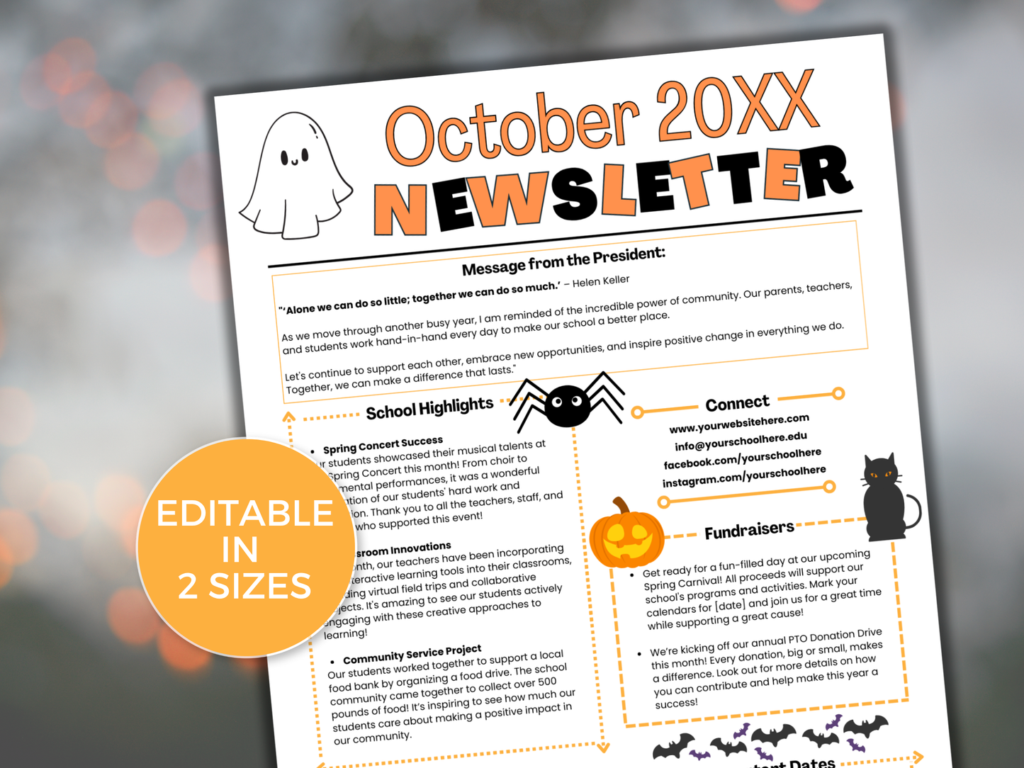 EDITABLE October PTO PTA Newsletter Template