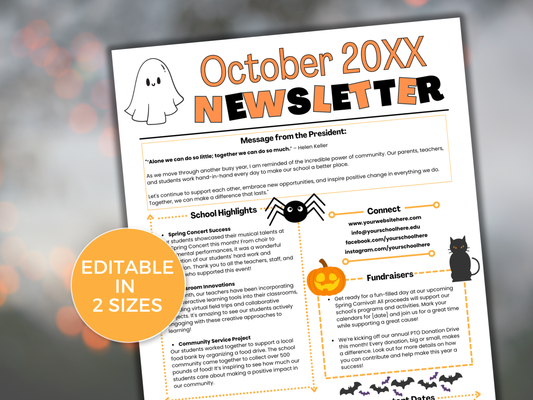 EDITABLE October PTO PTA Newsletter Template