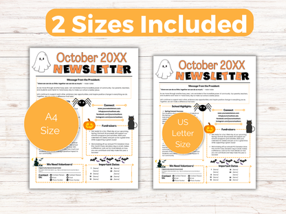 EDITABLE October PTO PTA Newsletter Template