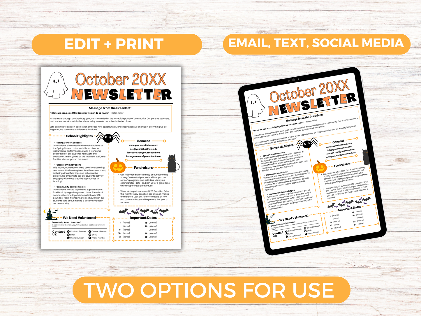 EDITABLE October PTO PTA Newsletter Template