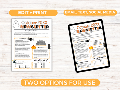 EDITABLE October PTO PTA Newsletter Template