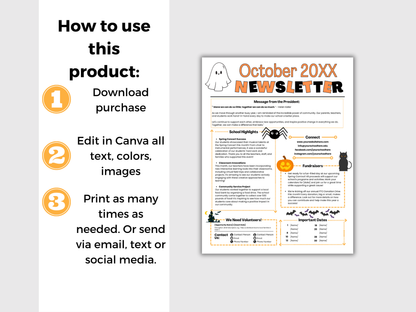 EDITABLE October PTO PTA Newsletter Template