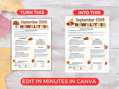 EDITABLE September PTO PTA Newsletter Template