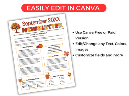 EDITABLE September PTO PTA Newsletter Template