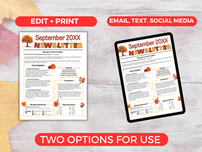 EDITABLE September PTO PTA Newsletter Template