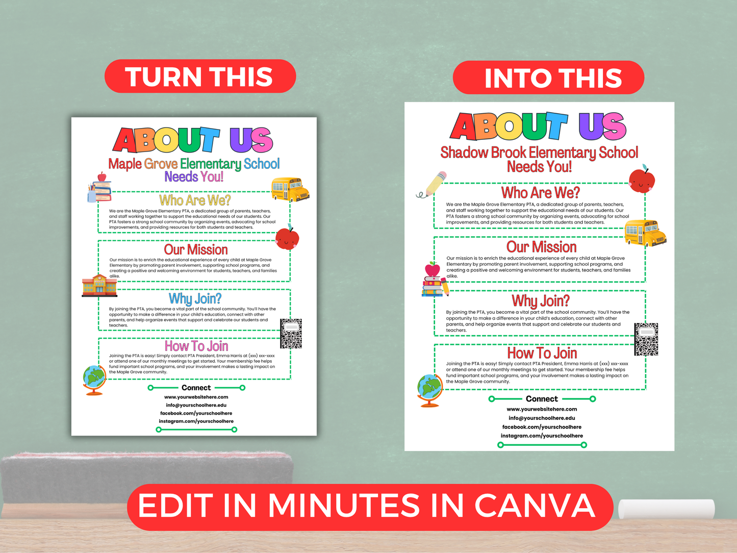 EDITABLE PTO PTA Flyer Template Bundle with Pta Newsletter Templates