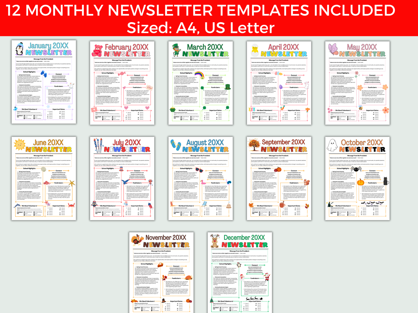 EDITABLE PTO PTA Flyer Template Bundle with Pta Newsletter Templates