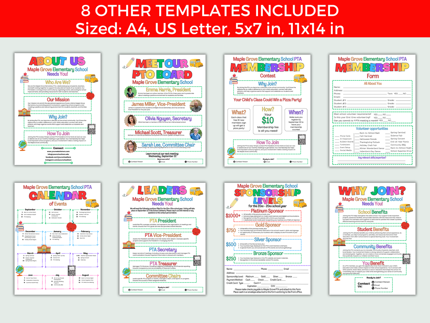 EDITABLE PTO PTA Flyer Template Bundle with Pta Newsletter Templates