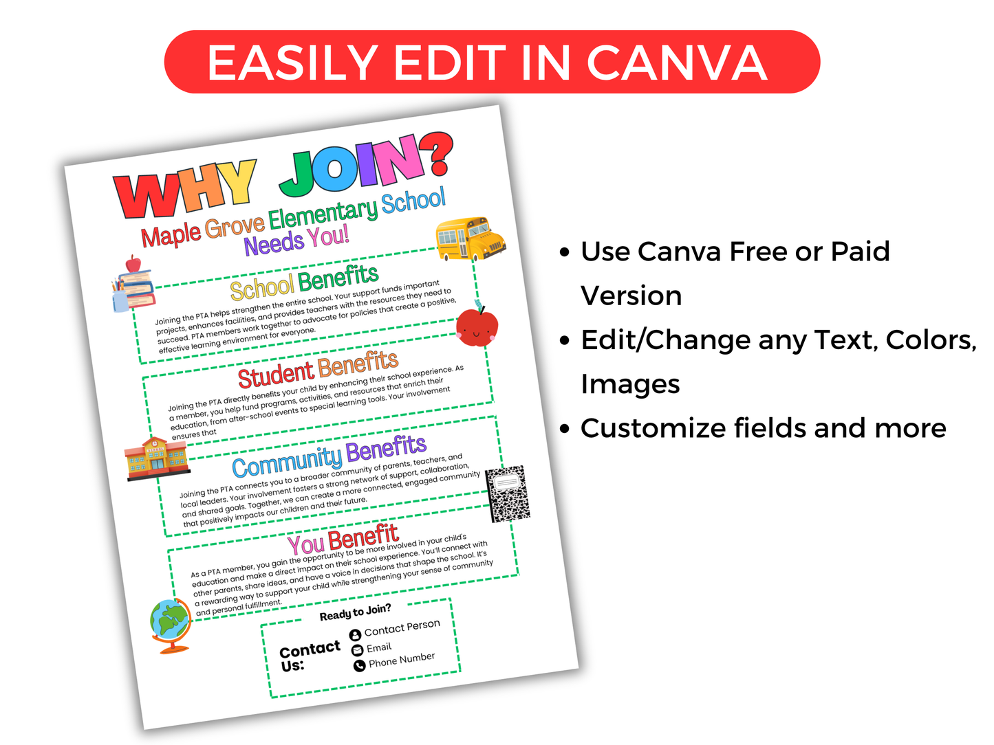 EDITABLE PTO PTA Flyer Template Bundle with Pta Newsletter Templates