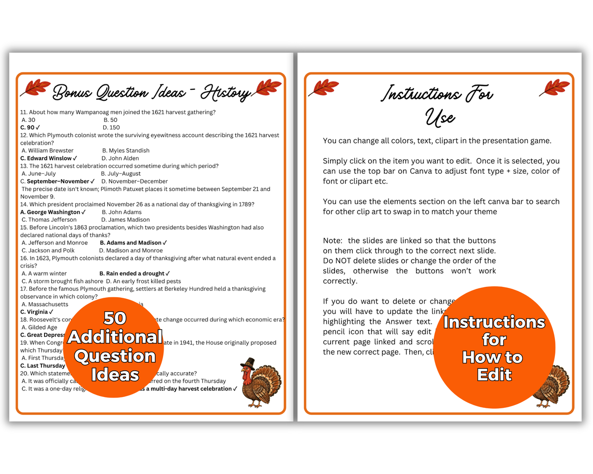 Thanksgiving Trivia Presentation Game