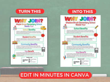EDITABLE Why Join The PTA PTO Flyer Template