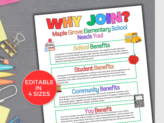 EDITABLE Why Join The PTA PTO Flyer Template