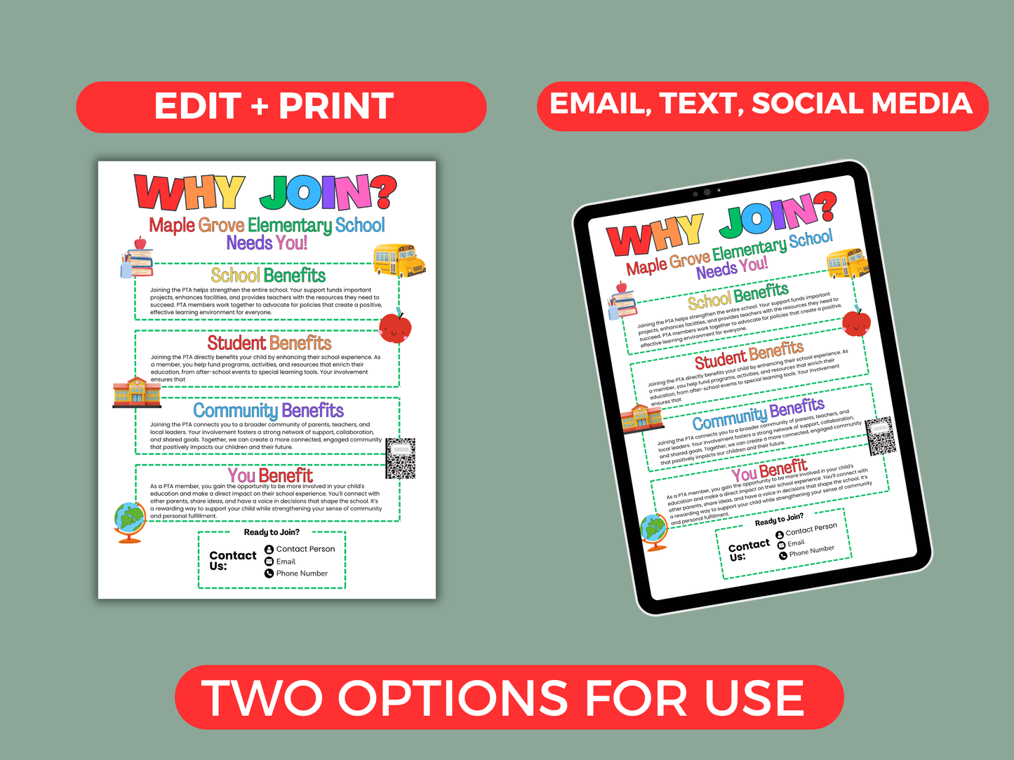 EDITABLE Why Join The PTA PTO Flyer Template