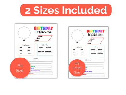 Editable All About Me Kids Birthday Interview