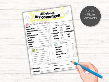 Editable All About My Coworker