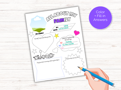 All About My Family Worksheet Printable