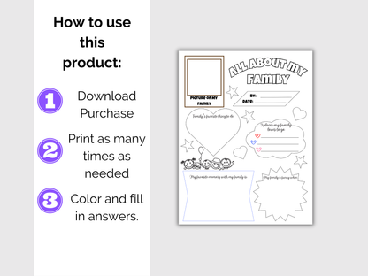 All About My Family Worksheet Printable