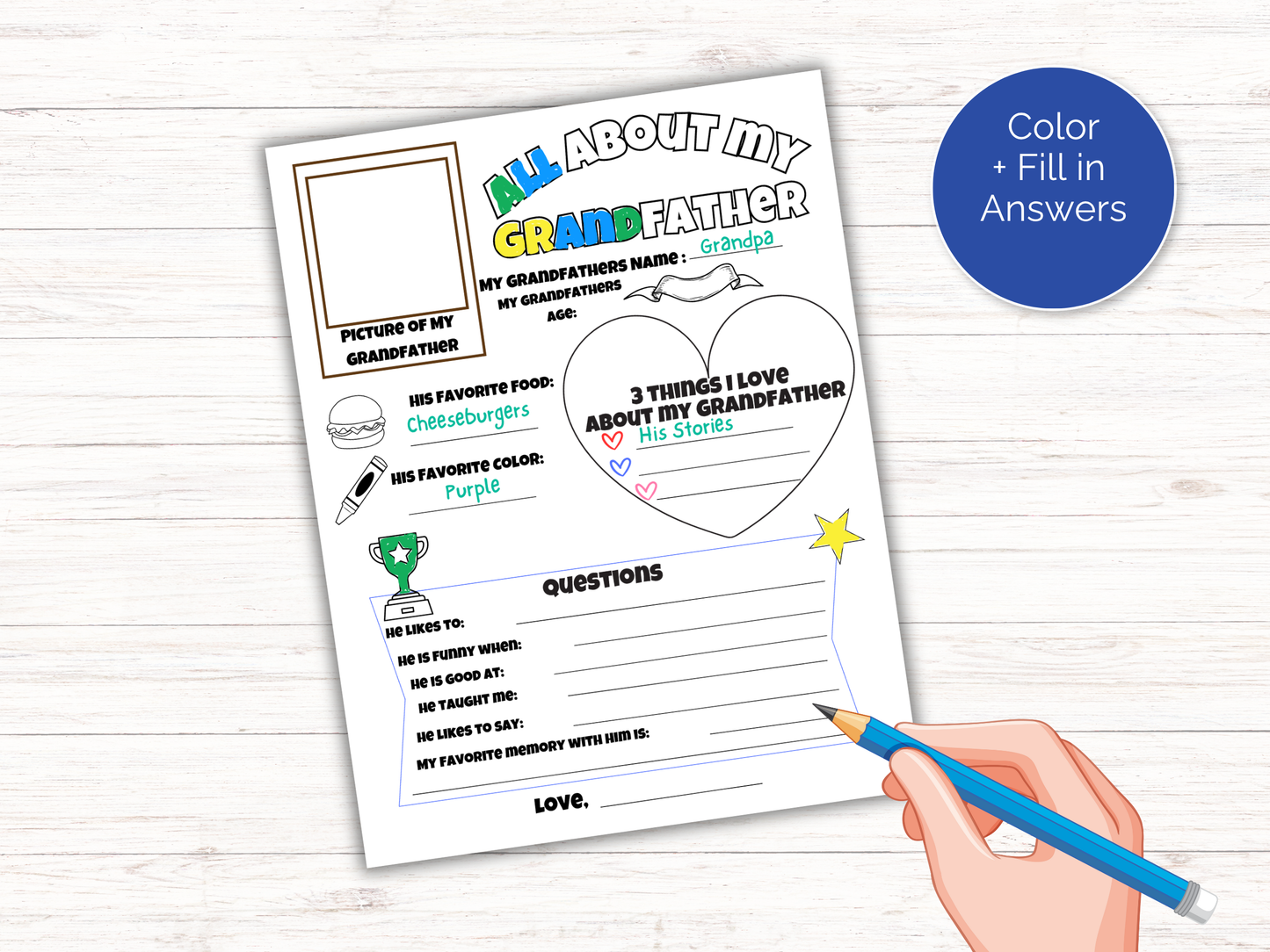 All About My Grandpa Printable
