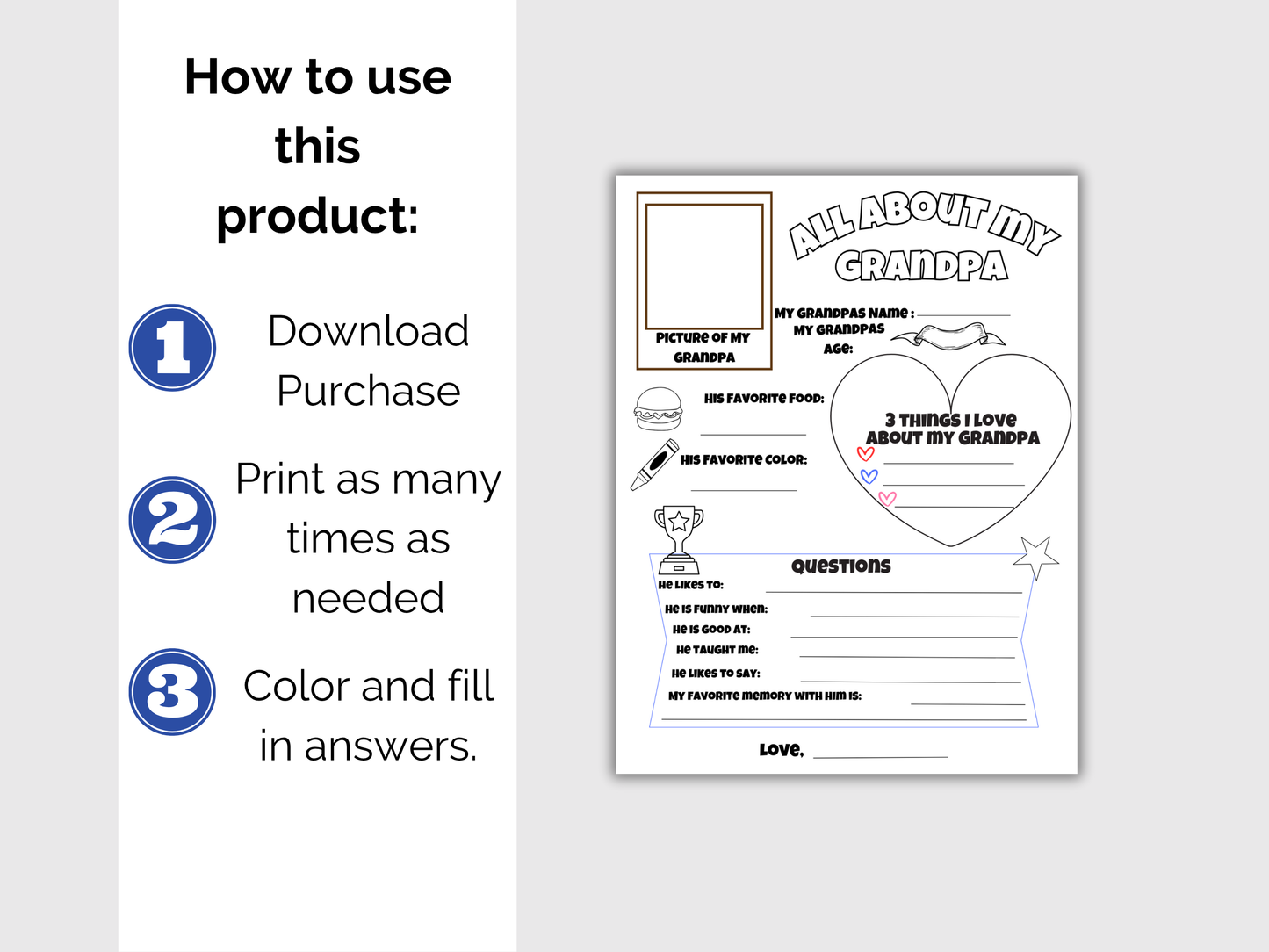 All About My Grandpa Printable