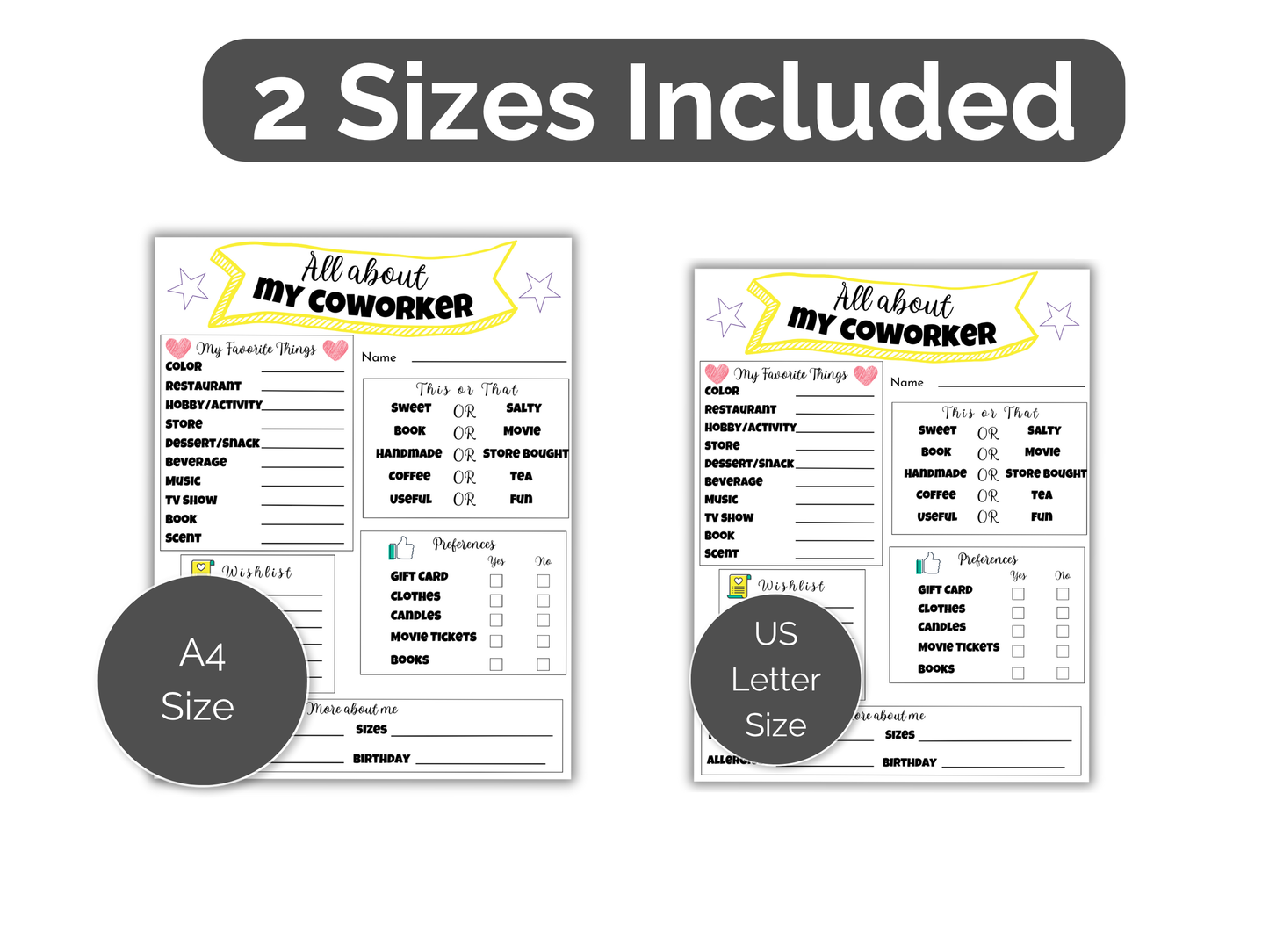 Editable All About My Coworker