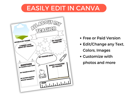 Editable All About My Teacher