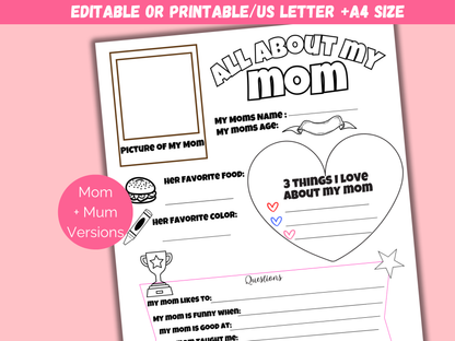 Editable All About My Mom