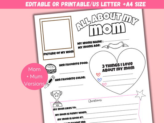 Editable All About My Mom