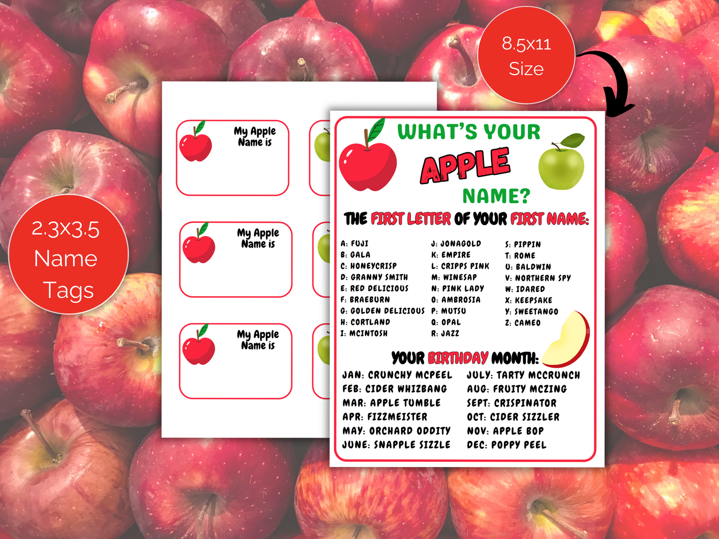 What's Your Apple Name Game + Name Tags