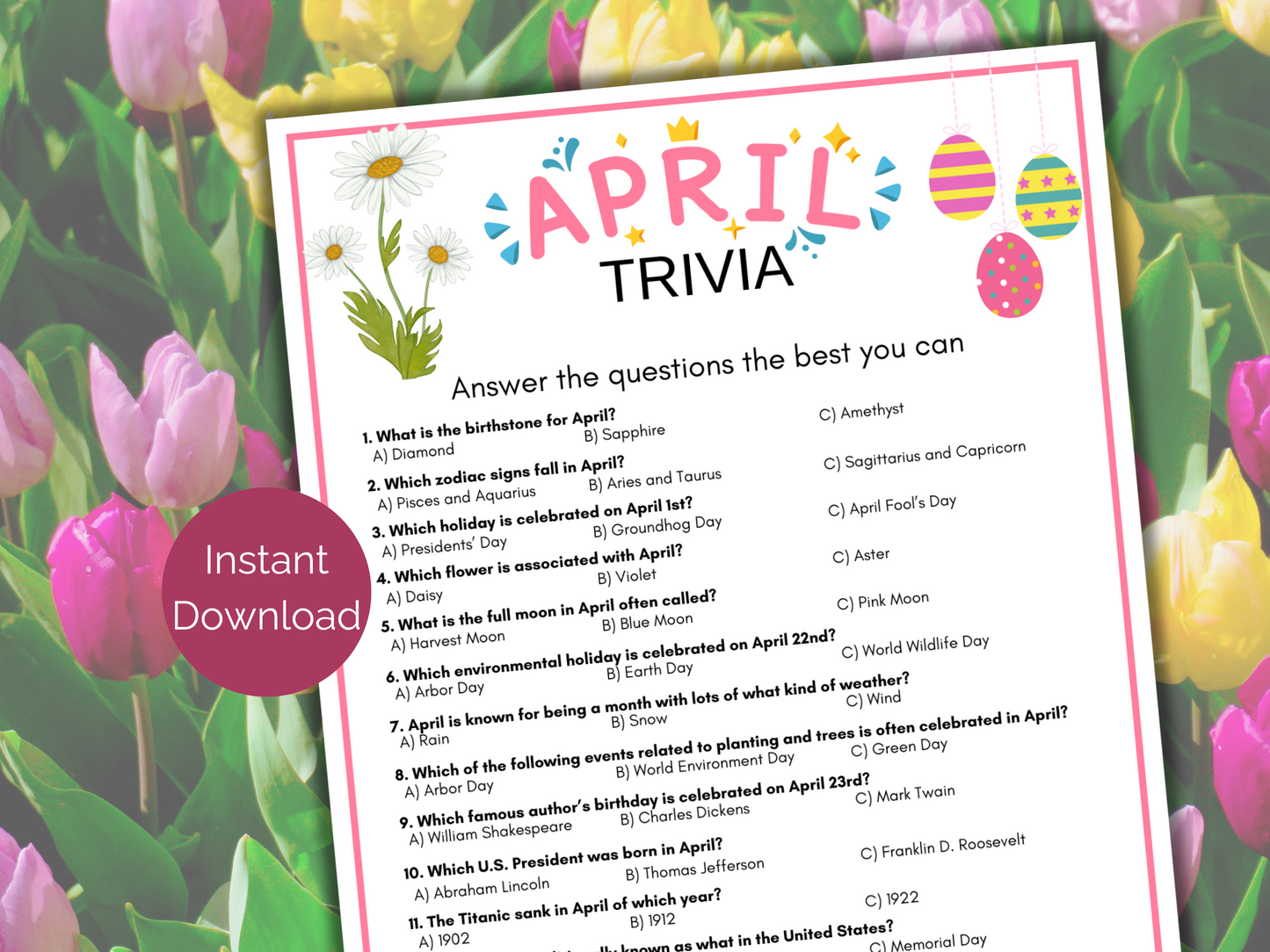 April Trivia Game