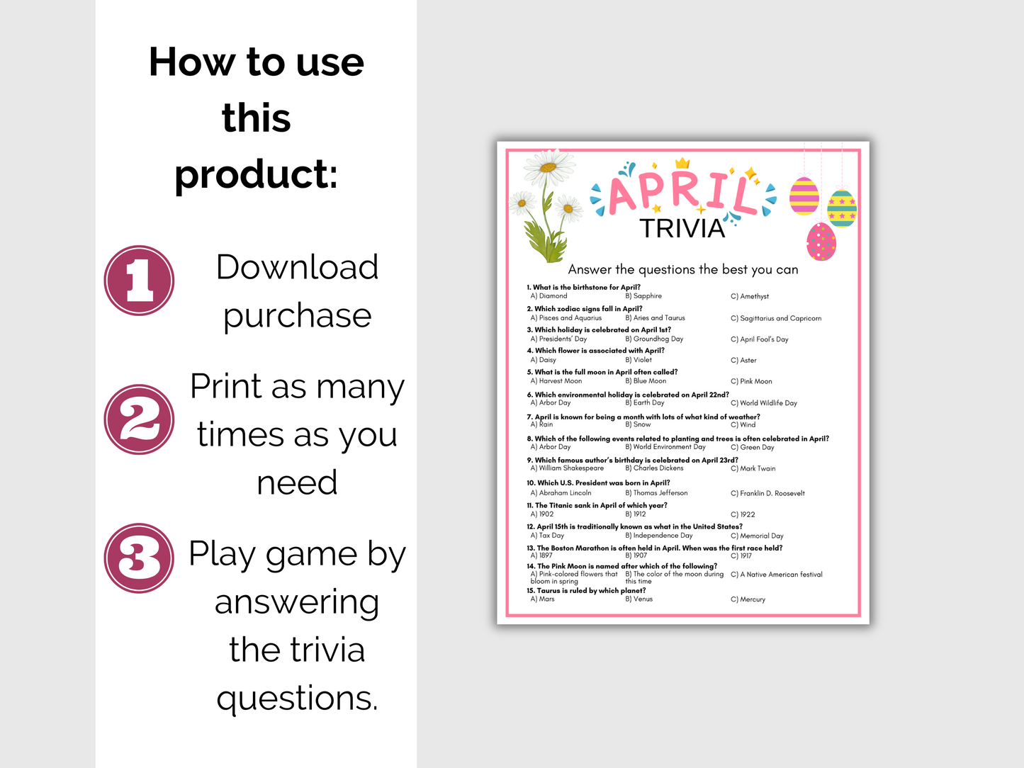 April Trivia Game