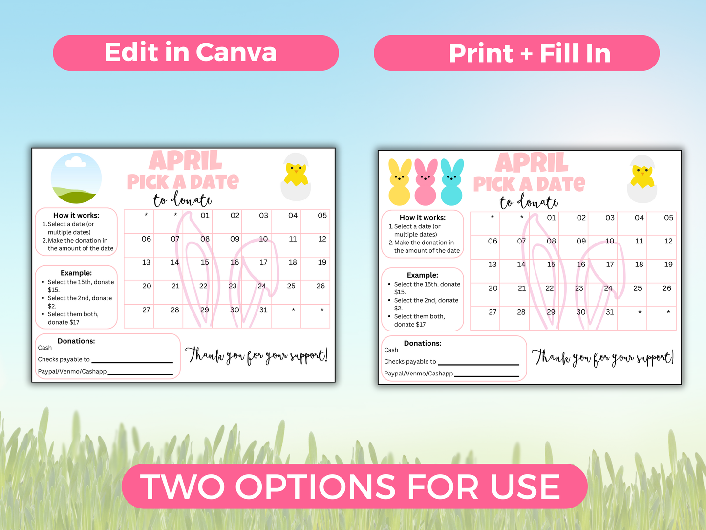 Editable April Pick A Date