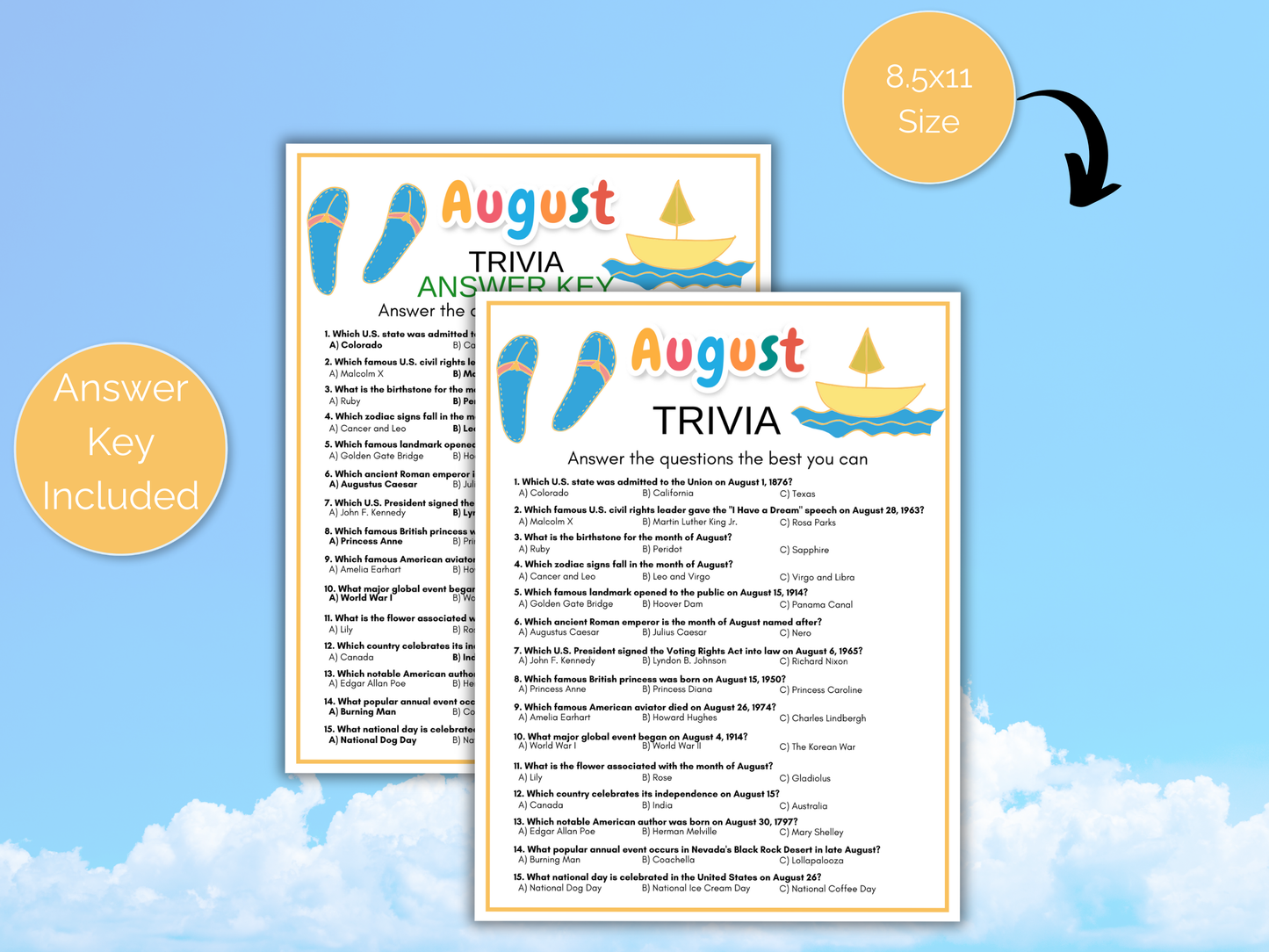 August Trivia Game