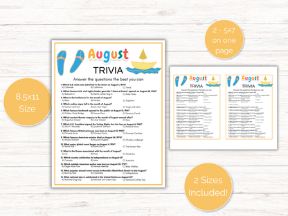 August Trivia Game