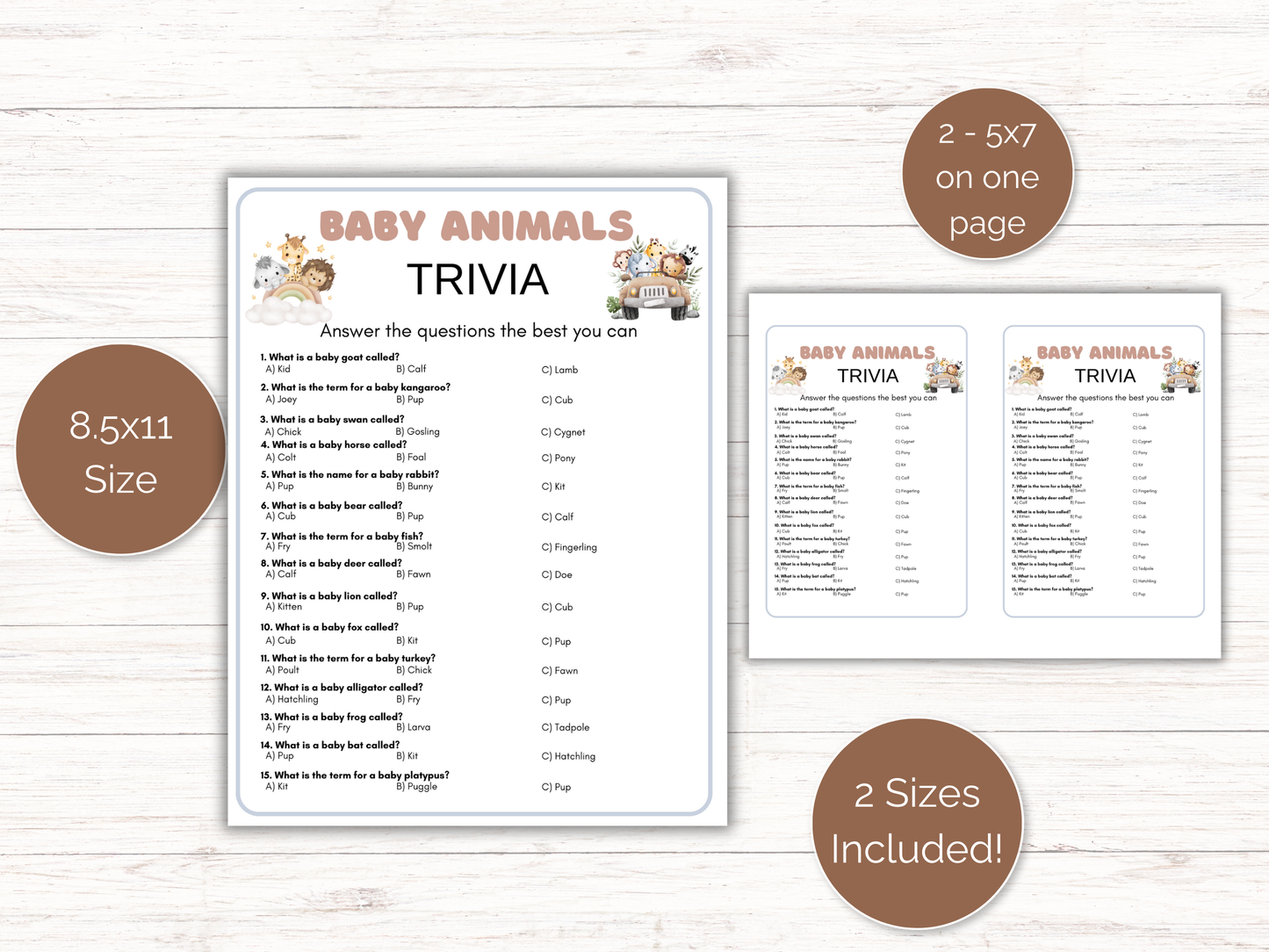 Baby Animal Trivia Game