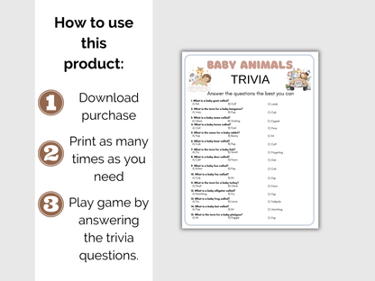 Baby Animal Trivia Game