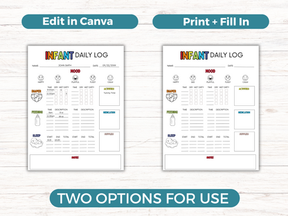 Editable Baby Daily Log Tracker